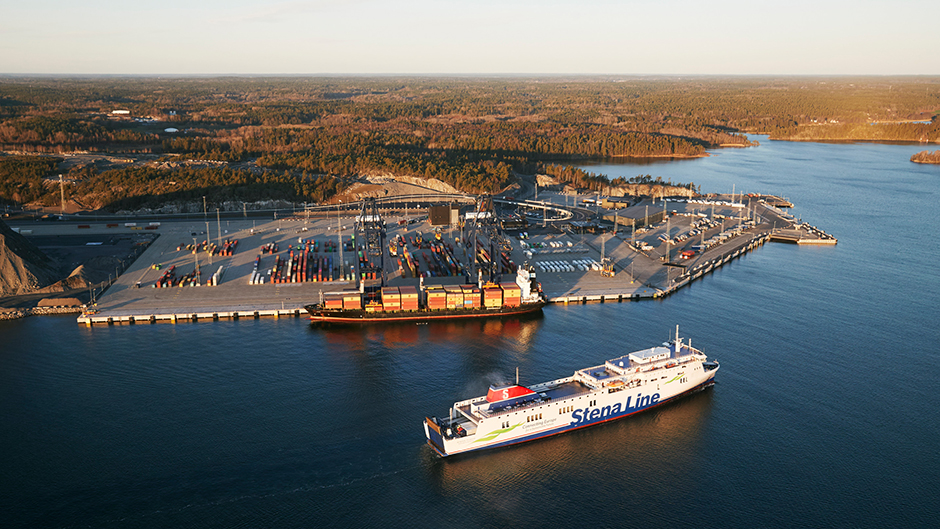 Flygbild över Stockholm Norvik Hamn